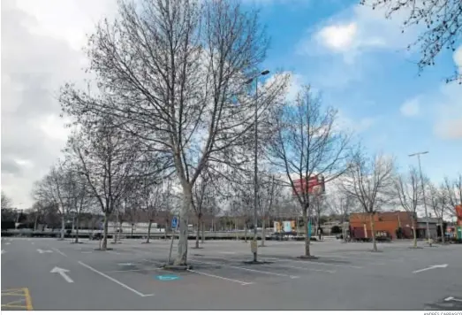  ?? ANDRÉS CARRASCO ?? Un aparcamien­to del parque comercial de Los Barrios, sin coches.