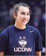  ?? Jessica Hill / Associated Press ?? UConn’s Caroline Ducharme smiles before Sunday’s game against Creighton.