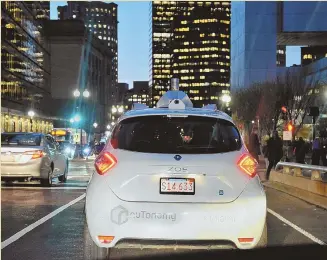  ?? STAFF FILE PHOTO BY CHRIS CHRISTO ?? NEXT STOP, SOUTHIE: A nuTonomy self-driving car is tested in the Seaport District last summer. The fleet will next be tested in South Boston.