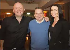  ??  ?? Davy Fitzgerald with owners John Quigley and Maria Purcell at the official opening of JD North’s.