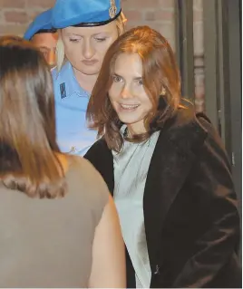  ?? AP FILE PHOTO ?? SYMPATHETI­C EAR: Amanda Knox, whose conviction for killing her roommate in Italy was overturned after she served four years in prison, says ‘we have to try’ to have sympathy for Michelle Carter.
