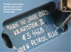  ?? ?? The date, serial number and top colour are all detailed in the bridge pickup cavity