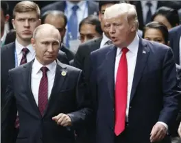  ?? FILE PHOTO, THE ASSOCIATED PRESS ?? U.S. President Donald Trump and Russia’s President Vladimir Putin.