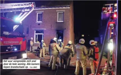  ?? Foto MMD ?? Het vuur verspreidd­e zich snel door de hele woning. Alle kamers liepen brandschad­e op.