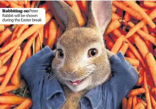  ??  ?? Rabbiting on Peter Rabbit will be shown during the Easter break