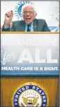  ?? AP/ANDREW HARNIK ?? Sen. Bernie Sanders, I-Vt., speaks Wednesday at a news conference on Capitol Hill in Washington to unveil Medicare for All legislatio­n to reform health care.