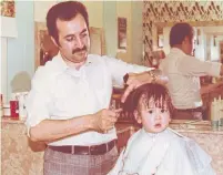  ??  ?? Filice before his time cutting hair at the Ontario legislatur­e.