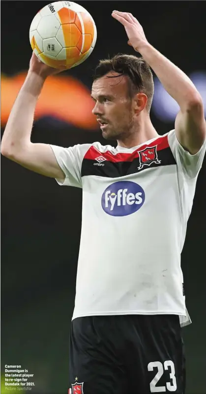  ?? Picture: Sportsfile ?? Cameron Dummigan is the latest player to re-sign for Dundalk for 2021.