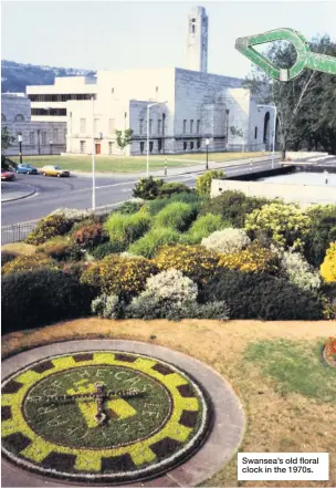  ??  ?? Swansea’s old floral clock in the 1970s.