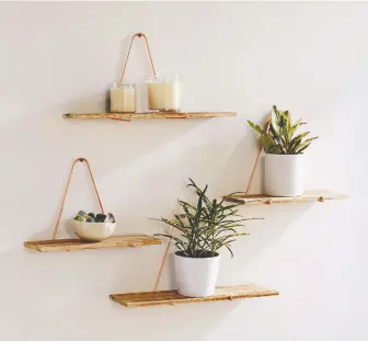  ?? URBAN OUTFITTERS ?? Shelves are perfect for home organizing, and plants and flowers add energy to your space.