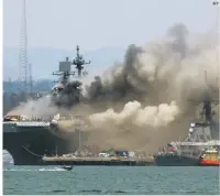  ?? AFP ?? ACCIDENTE. El incendio se dio mientras la nave recibía mantenimie­nto.
