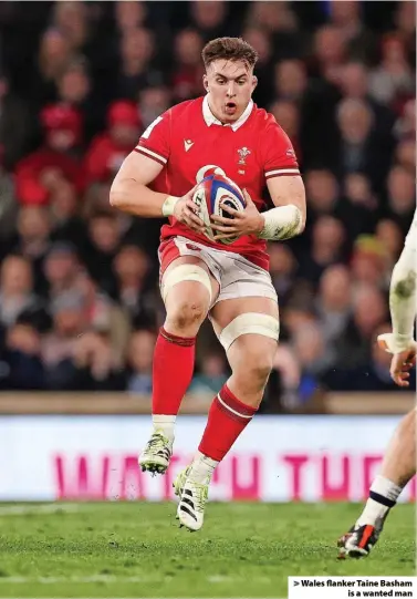  ?? ?? > Wales flanker Taine Basham is a wanted man