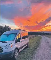  ?? ?? Edwards’ van in the Great Smoky Mountains, above, and in Driggs, Idaho. Social media photos of van life can be misleading. If you want to live in a van on the road, it’s a good idea to try it out before committing to the lifestyle.