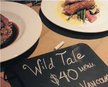  ??  ?? The 2016 edition of Dine Out Vancouver features 288 restaurant­s, 30 of them new, including Wild Tale in Yaletown. New this year is the festival’s own signature beer and the Vancouver World Chef Exchange.