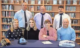  ??  ?? Heritage senior Caden Snyder signed his letter of intent to continue his baseball career with Cleveland (Tenn.) State this past Wednesday. On hand for the ceremony was Shea, Keyle and Chris Snyder, along with Heritage baseball coaches David Dinger, Eric Beagles (head coach) and Cody Lones.