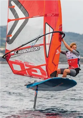  ?? Photo - Alex Turnbull - Official Photograph­er ?? Kamil Manowiecki (Poland) in action during one of the selection races of the Enemed Malta-Sicily Windsurf Crossing - 40th Anniversar­y Commemorat­ive Edition (1982-2022).