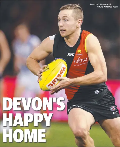  ?? Picture: MICHAEL KLEIN ?? Essendon's Devon Smith.