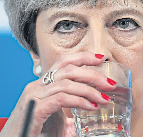  ??  ?? Theresa May at an election campaign event in Wrexham, Wales, yesterday