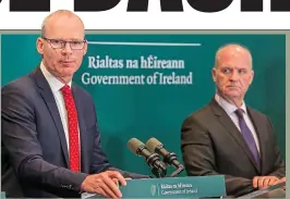  ??  ?? Crisis plans: Simon Coveney and Tony Holohan yesterday