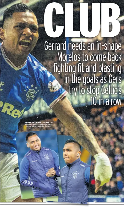  ??  ?? SHAPE OF THINGS TO COME The physical condition of Morelos on his return will be crucial for Rangers