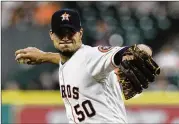 ?? BOB LEVEY / GETTY IMAGES ?? Charlie Morton gets the start today for the Astros against the Rangers. Morton is 3-2 with a 3.97 ERA in six starts on the year, striking out 39 and walking 10 in 34 innings.