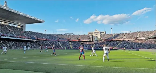  ?? ?? Imagen del partido Barcelona-Real Madrid disputado en Montjuïc en la primera vuelta de la Liga.
