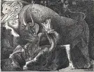  ??  ?? Femme à la bougie, combat entre le taureau et le cheval, 1934.