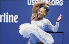  ?? Chang W. Lee / New York Times ?? Williams is known for making fashion statements on the court. In 2018, she wore a Nike x Off-White tutu at the U.S. Open.