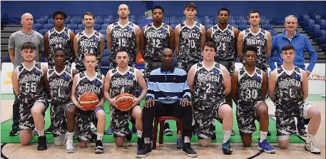  ??  ?? The Drogheda Bullets team before their Hula Hoops NICC Men’s Cup Final against Glasnevin.