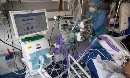  ??  ?? A ventilator in an ICU. Ventilatin­g patients effectivel­y is more difficult if they are obese, doctors say. Photograph: Murdo MacLeod/The Guardian