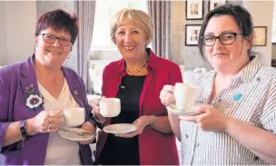  ??  ?? ●●Left to right: Coun Janet Emsley, guest speaker Edna Robinson and journalist and radio presenter Helen Nugent