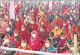  ?? HT ?? A gathering of farmers at the launch of ‘Kisan Kalyan Mission’ in Lucknow’s Dadupur village under tSarojini Nagar block .