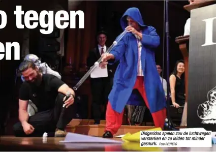  ?? Foto REUTERS ?? Didgeridoo spelen zou de luchtwegen versterken en zo leiden tot minder gesnurk.