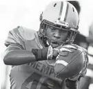  ?? APPEAL MARK WEBER, THE COMMERCIAL ?? University of Memphis defender Kendell Johnson warms up before taking on Georgia State University in Memphis, Tenn., Friday, September 14, 2018.