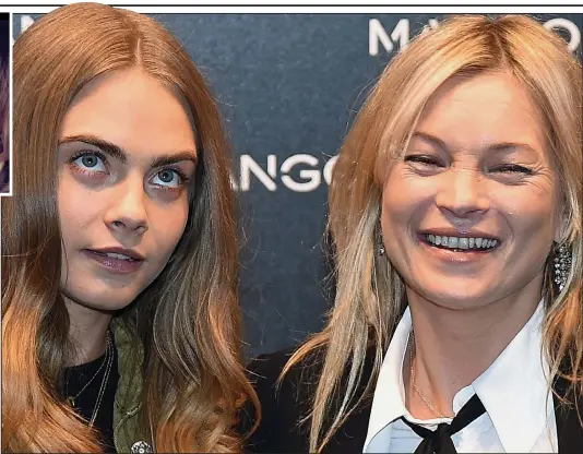  ??  ?? The eyes have it: Cara Delevingne and Kate Moss yesterday at an Italian fashion store opening