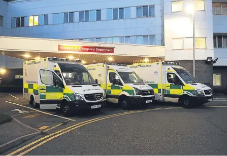  ??  ?? The entrance at A&E at ninewells, which saw its waiting time performanc­e slump over the festive period.