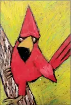  ?? Art work submitted ?? Kindergart­ner Elijah Smith was the champion in the kindergart­en division with his oil pastel of a cardinal.