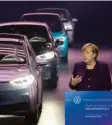  ?? Foto: dpa ?? Angela Merkel sprach zum Produktion­sstart des VW ID.3 in Zwickau.