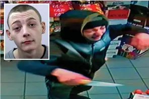  ?? Pictures: NORTH NEWS ?? Hall, inset, wielded a kitchen knife as he forced shop worker to hand over £400
