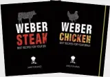  ??  ?? Weber Steak & Weber Chicken deur Jamie Purviance Is jy die wêreld se beste braaier, maar jou steak of hoender kom nie altyd te waffers uit jou ketelbraai nie? Die braaimeest­er Jamie Purviance deel meer as 60 steak-of hoenderres­epte in elke boek, plus...