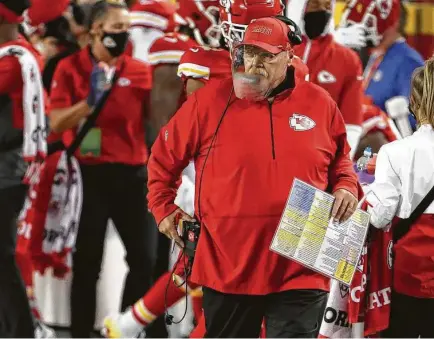  ?? Jamie Squire / Getty Images ?? Coach Andy Reid has been fearless in guiding the Chiefs to two straight Super Bowls. “(We’re) not going to flinch,” he says.