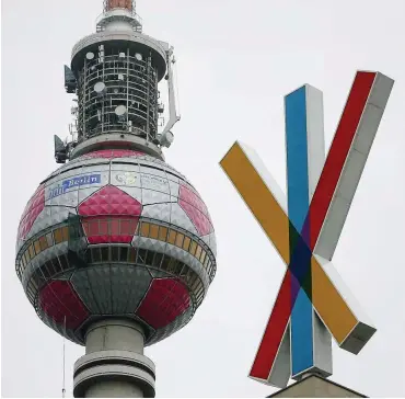  ?? Foto: dpa/Steffen Kugler ?? Zur Fußball-WM 2006 gehörte noch das Logo der Bankgesell­schaft Berlin zur Skyline am Alex.