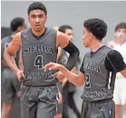  ??  ?? Kenyon Martin Jr. (4) and Scotty Pippen Jr. are among the high-profile players at Sierra Canyon.