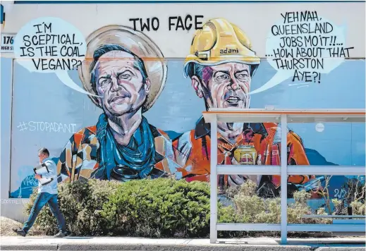  ??  ?? A mural of Bill Shorten by Scott Marsh, in the Melbourne electorate of Batman.