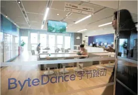  ?? /Reuters/File ?? Clock is ticking: The ByteDance office in Shanghai, China. The owner of TikTok is one of the tech giants that will be affected after a period of runaway growth.