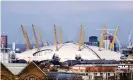  ??  ?? The O2 in London will begin by installing 10 turbines, which are made of recycled plastic and weigh less than 9 lbs. Photograph: Ian West/PA