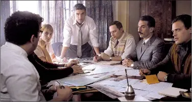  ??  ?? (from left) Ephraim Ilian (Ohad Knoller), Hanna Elian (Melanie Laurent), Peter Malkin (Oscar Isaac), Rafi Eitan (Nick Kroll), Zvi Aharoni (Michael Aronov) and Moshe Tabor (Greg Hill) plot the abduction of a Nazi war criminal off the streets of Buenos Aires in