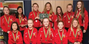  ??  ?? The Killarney Cougars U-12 Division 3 girls who were presented with their medals at the KABB awards at Kingdom Greyhound Stadium, Tralee.