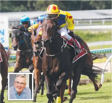  ??  ?? SHORTCOURS­E SPECIALIST: Desert Cowboy with jockey Stephen Wilson; (inset) trainer Trevor Rowe.