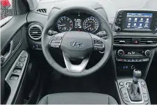  ??  ?? The Kona’s interior features a large touch-sensitive infotainme­nt screen.